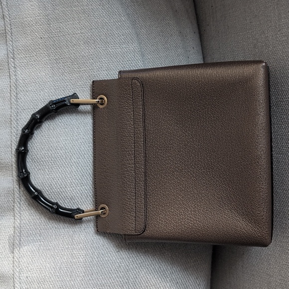 Gucci Vintage Metallic Brown Handbag with Bamboo Handle - Picture 6 of 12